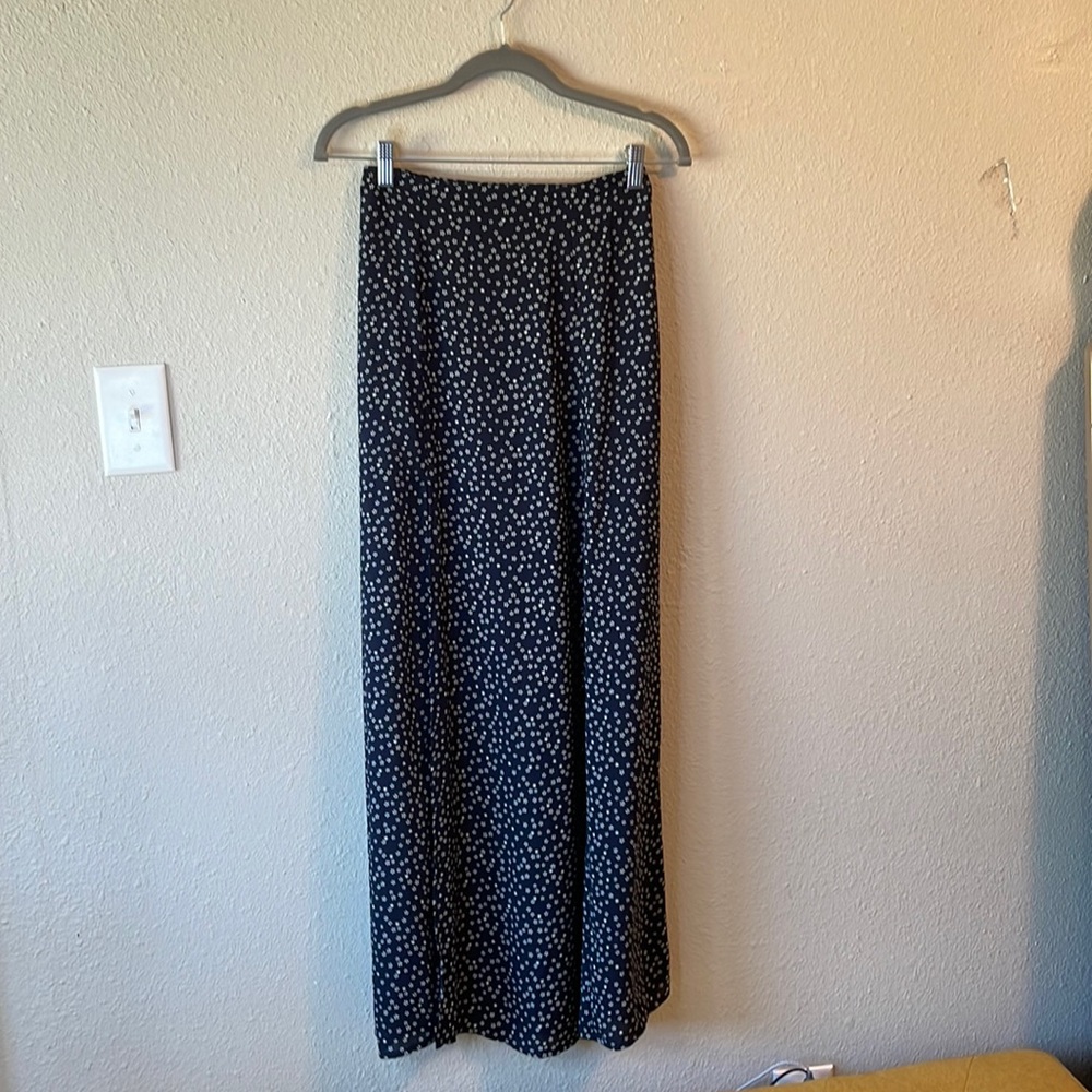 Floral Navy Blue Slit MIDI/Maxi Skirt